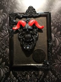 Goat Skull Magic Decor, Lucifer Baphomet Satan Bas Relief, Sculpture Icon Satanic Devil Horn