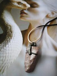Witch Familiar, White Snake Ancient Spirit Companion, Uncut Gemstone Pendant Witchcraft, Magical Powers Raw Stone Amulet