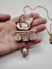 Guardian Angel, Winged Cherubim Protection Pendant, Jewel Magic Talisman Protective Amulet, Archangel Cherub Capital
