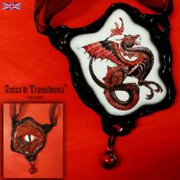 Red Dragon Ouroboros Necklace, All Seeing Eye Protection Talisman, Gothic Pendant Magic Snake Symbol