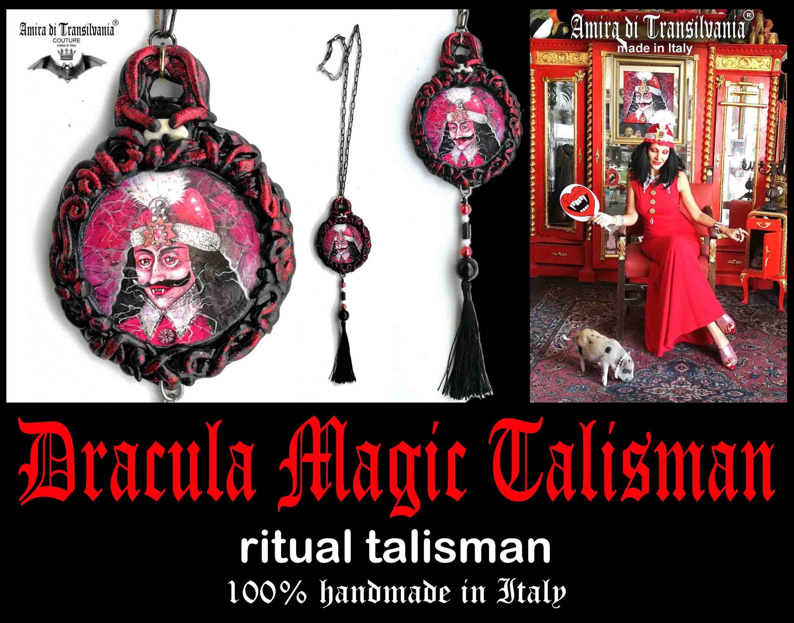 Dracula Talisman Bat Vampire, Gothic Amulet Transylvania Pendant Magic Artcraft, Count Vlad Tepes Castle