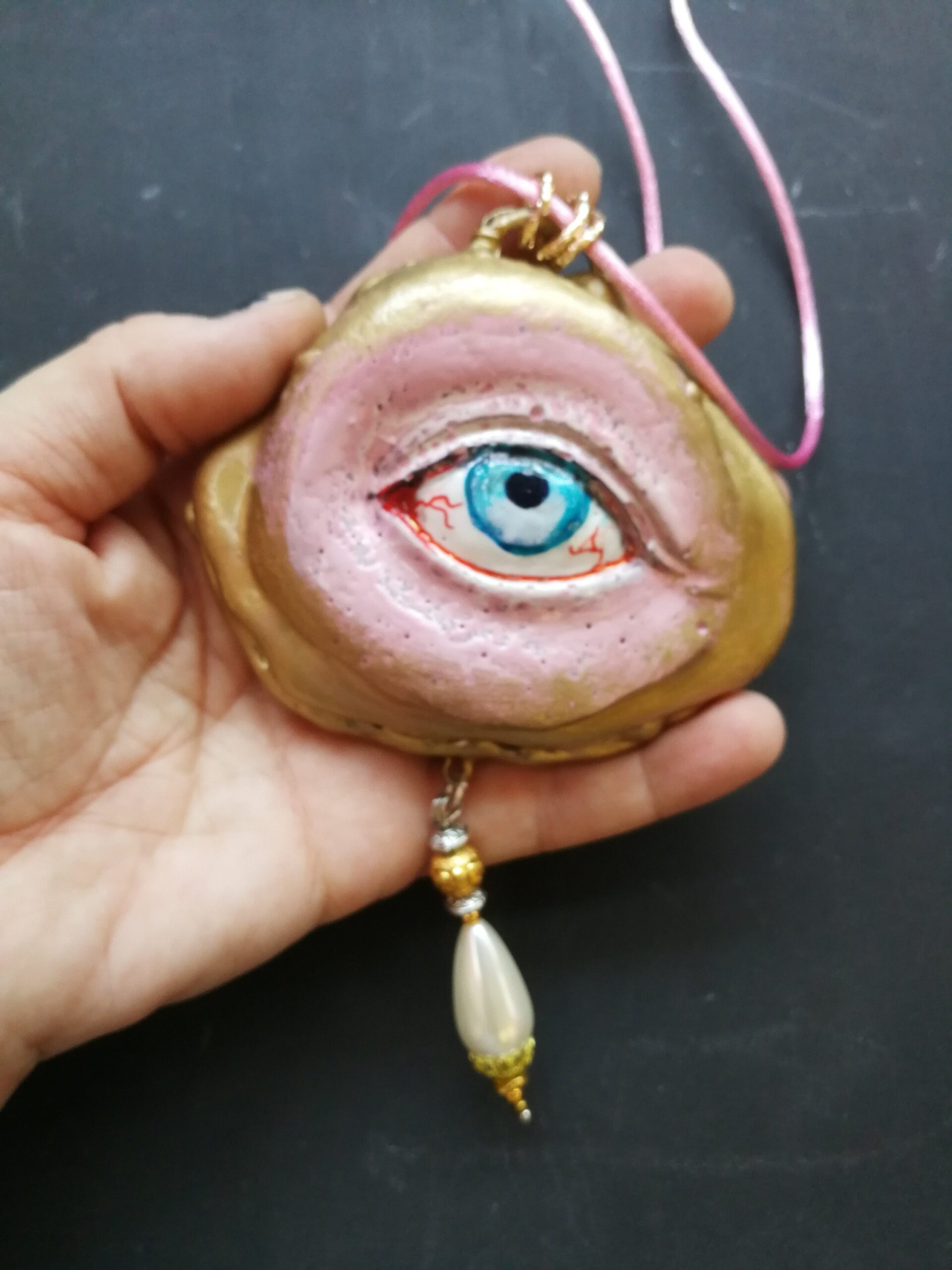 Realistic Eye, Angelic Protection Amulet Archangel Protective Talisman, Necklace Symbol All Seeing Eye Good Luck Pendant