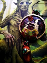 Green Witch Witchcraft Pendant, Natural Acorn Jewelry, Magic Lucky Charm Amulet Money Coin Talisman