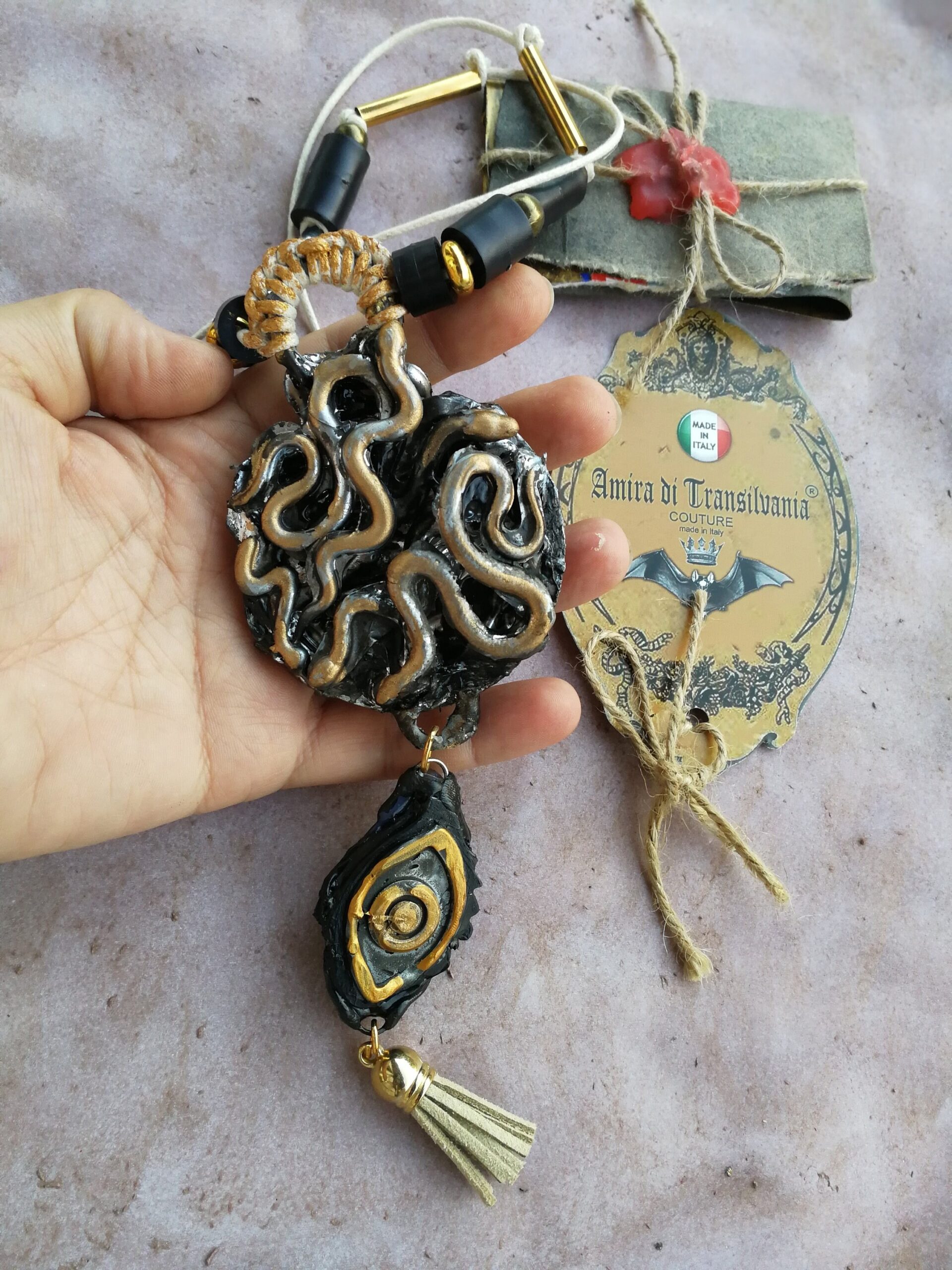 Medusa Head, Ouroboros Snake Amulet Necklace, Occult Jewelry Spiritual Talisman, Greek Mythology Magic Pendant