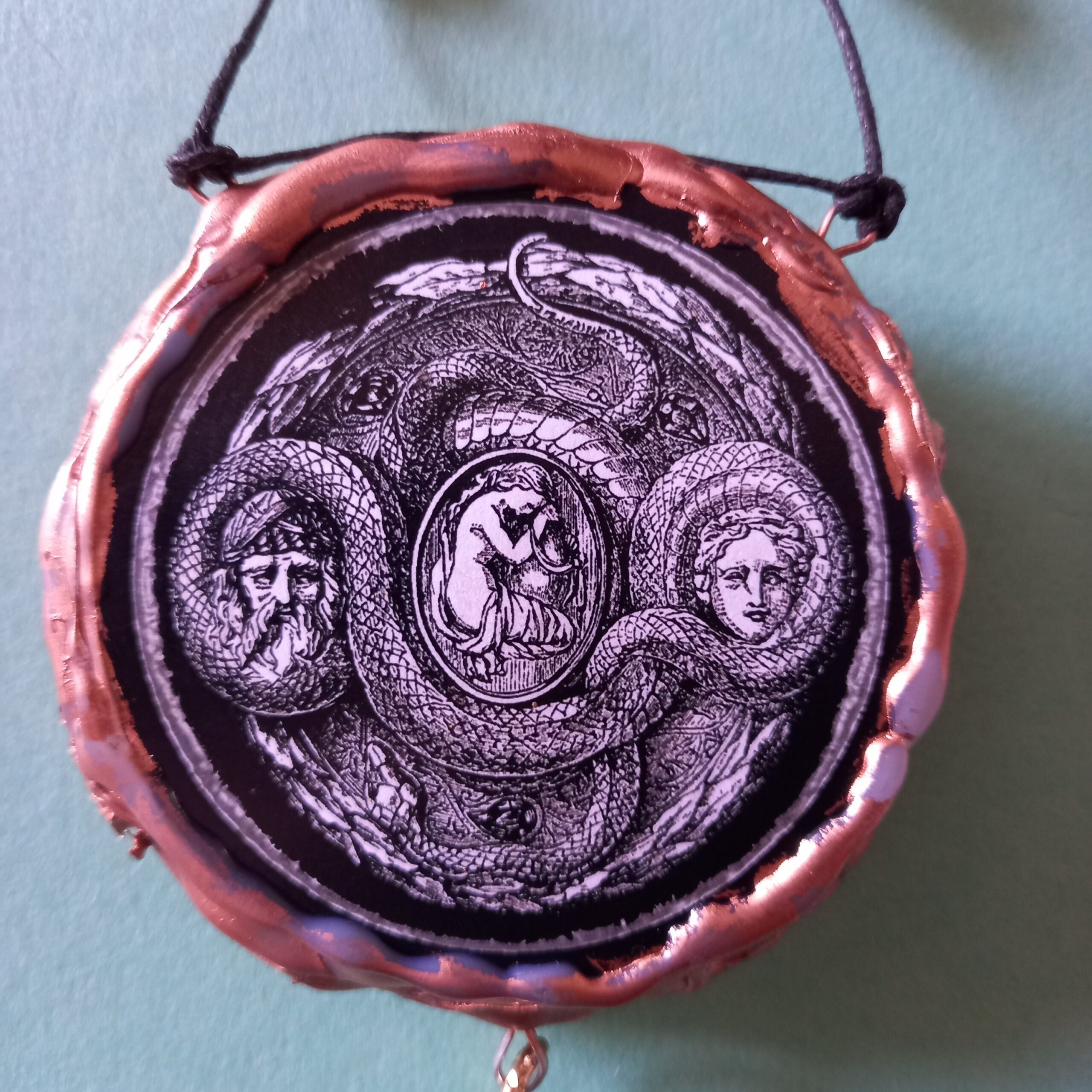 Mother Earth, Woman Protection Amulet, Goddess Gaia Talisman, Ouroboros Snake Wealth Richness Money Attraction Jewelry