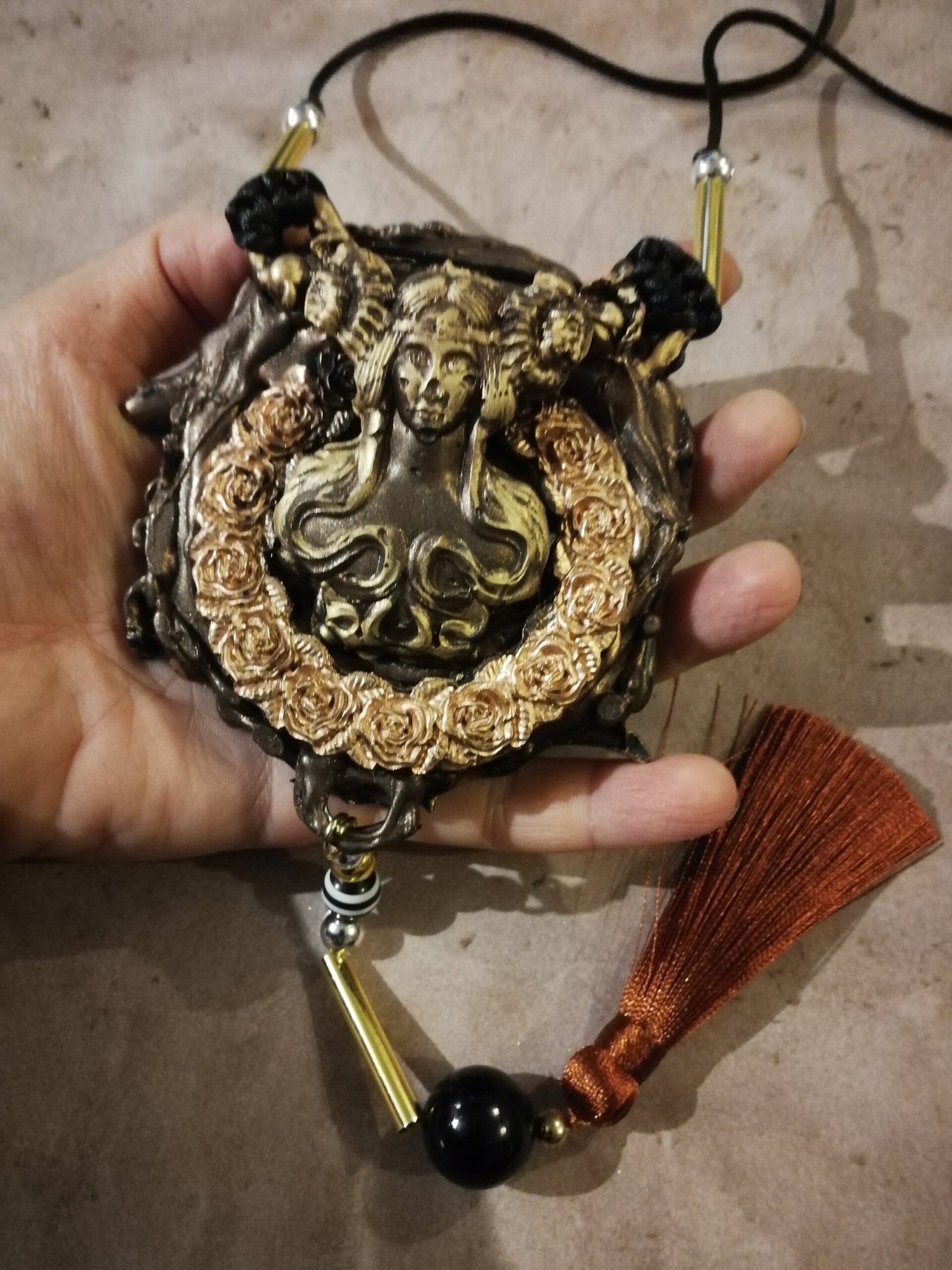 Hecate Goddess, Gothic Amulet Dark Magic Talisman Witchcraft Pendant, Witch Jewelry Symbol Inverted Pentagram