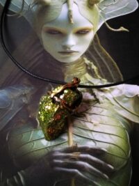 Witch Familiar, Ancient Spirit Companion Preying Mantis, Magic Portal Raw Stone Amulet, Necklace Uncut Gemstone
