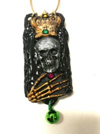 La Santa Muerte Pendant, Macabre Voodoo Dark Magic Talisman Necklace, Spooky Witch Goth Jewelry Skull & Gothic Amulet