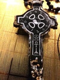 Cross Necklace, Gothic Talisman Alchemy Symbols Rosicrucian, Golden Dawn Medieval Pendant Esoteric Jewelry