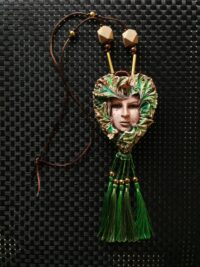Green Witch, Witchcraft Pagan Magic Talisman Forest Little People, Celtic Amulet Queen of Pentacle