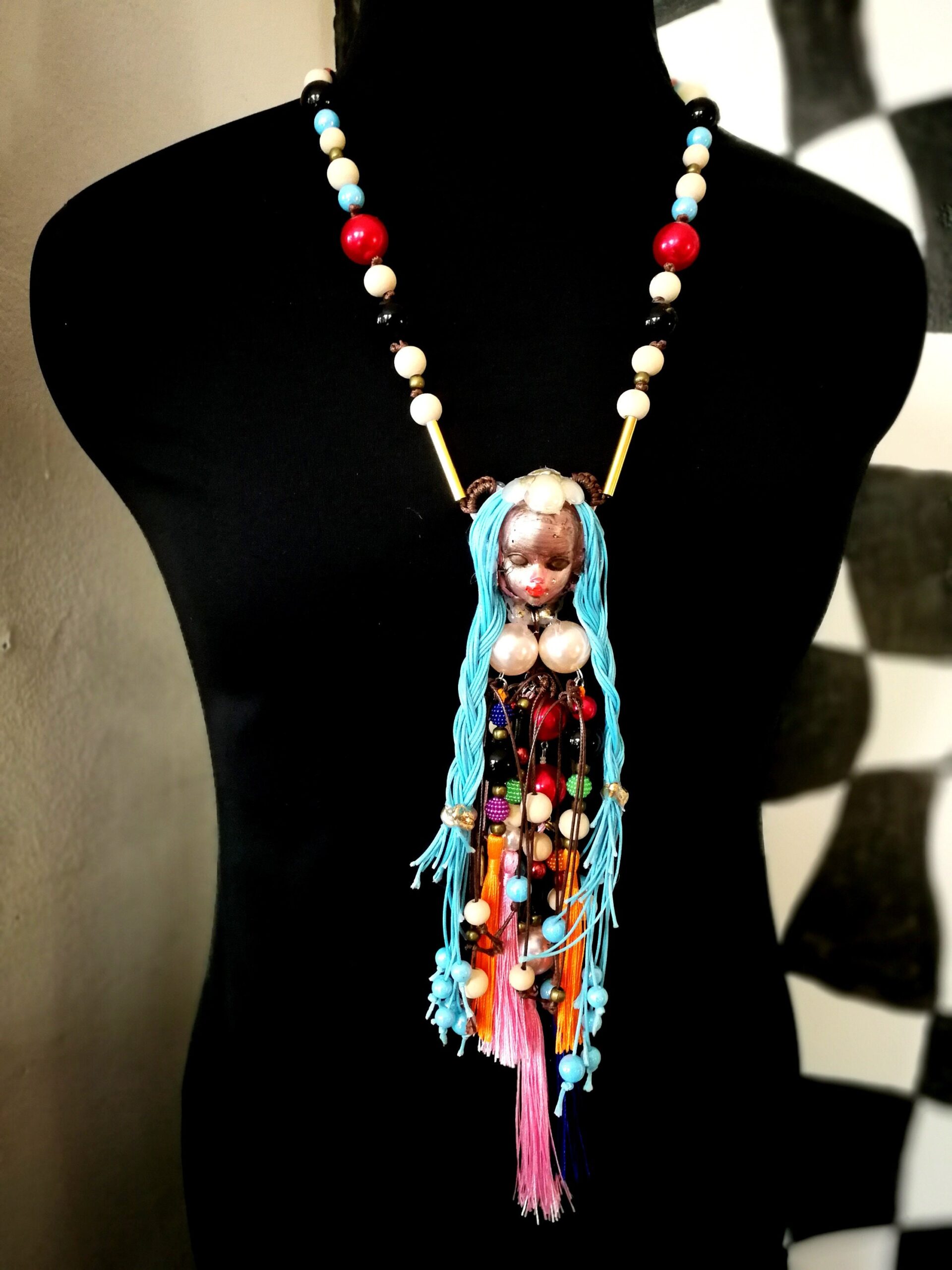 Voodoo Spell, Magic Talisman Witchcraft Pendant, Witch Jewelry Necklace Amulet, Hawaiian Tribal Folkloric Doll