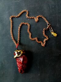 Uncut Gemstone Pendant, Enchanted Necklace Spirit Companion, Magic Portal Raw Stone Amulet, Vessel Spell Jewelry Talisman