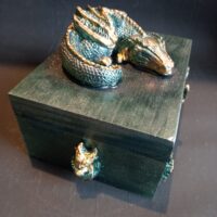 wooden box mirror magic witchcraft organizer home decor starter kit beginners witch wizard wiccan pagan altar item ritual green dragon