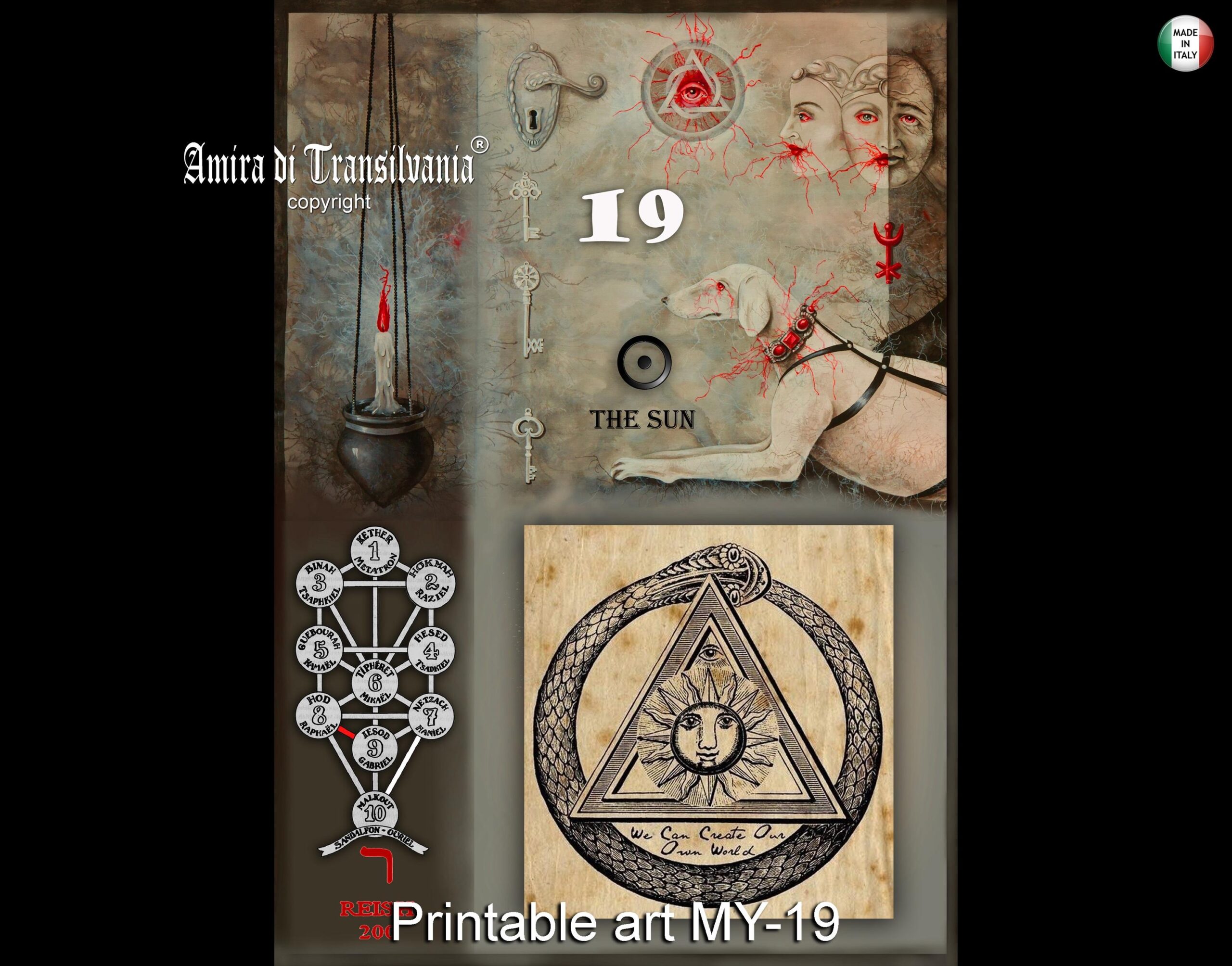 Dark Academia, Gothic Aesthetics Decorative Wall Frames, Art Decoration Witchcraft Symbol, Framed Painting Print