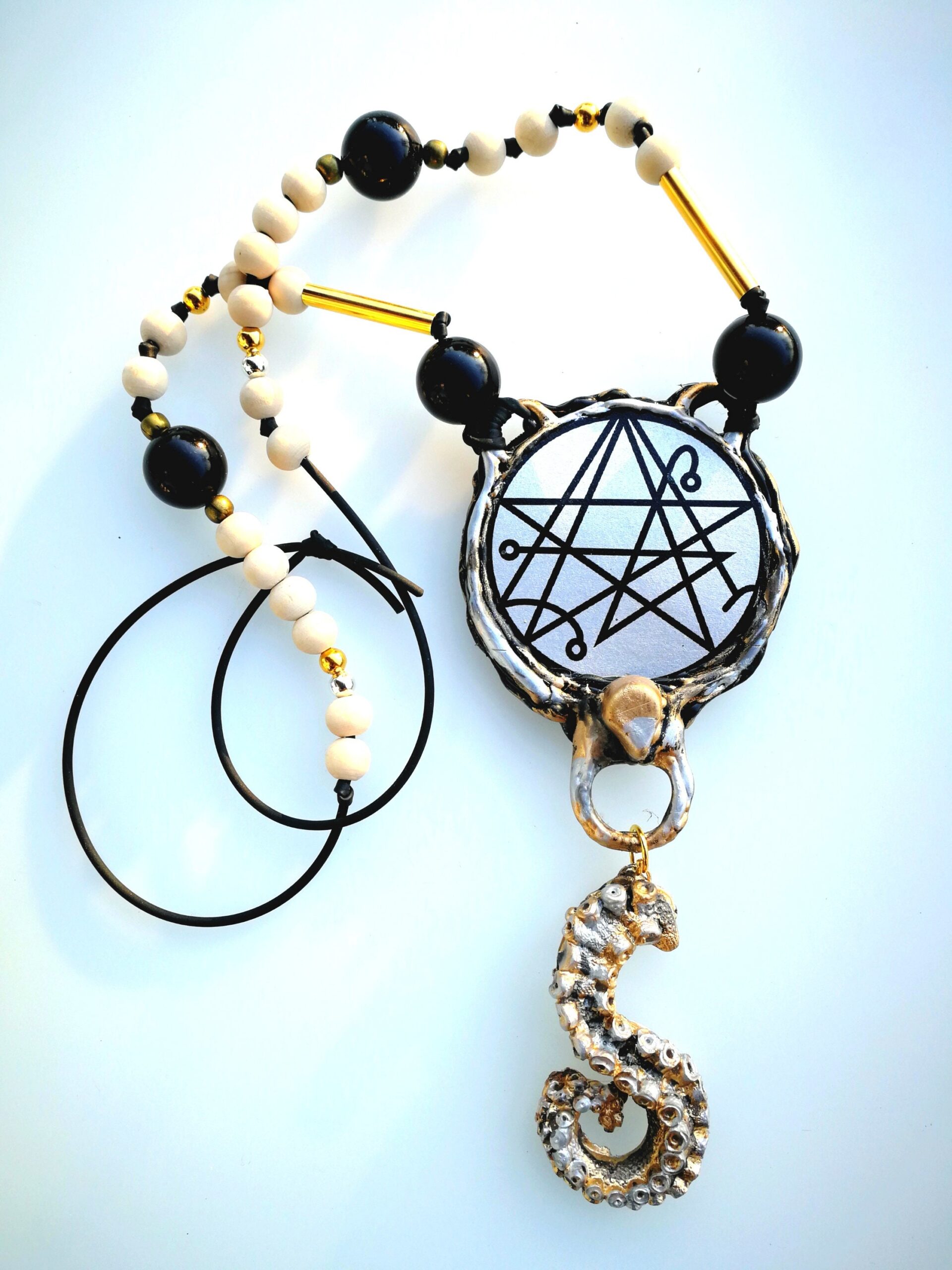 Necronomicon Seal Cthulhu Mythos, Lovercraft Occult Necklace Magic Talisman, Esoteric Amulet Goth Jewel Octopus Sigil