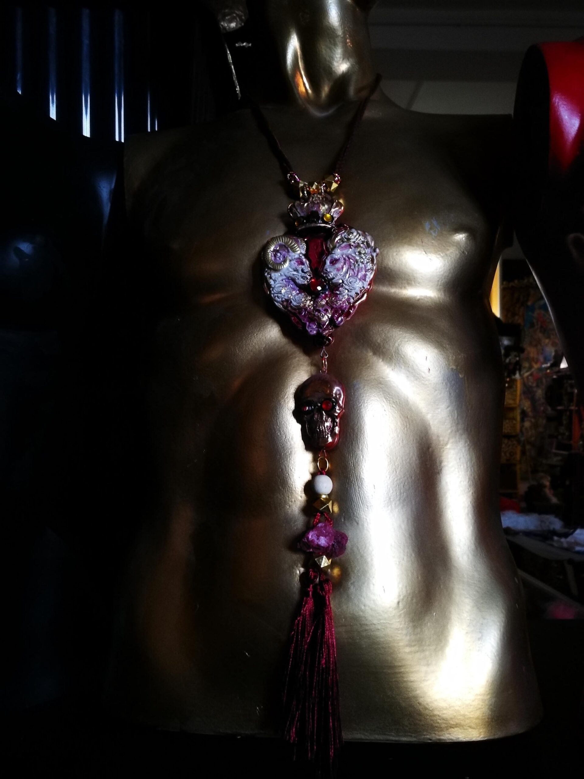 Midas Touch Amulet, Golden Wealth Spirit Vessel Royal Talisman, Lion Goat & Skull Occult Jewelry