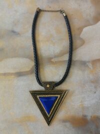 Water Sign Elemental Necklace Protective Talisman, Sea Witch Amulet Charm with Blue Stone Pendant Illuminati Triangle
