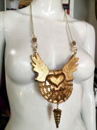 Red Spider Lily, Magic Talisman Heart Wings, Tarantula Web Necklace Insect Jewelry Bib, Law of Attraction Love Jewellery