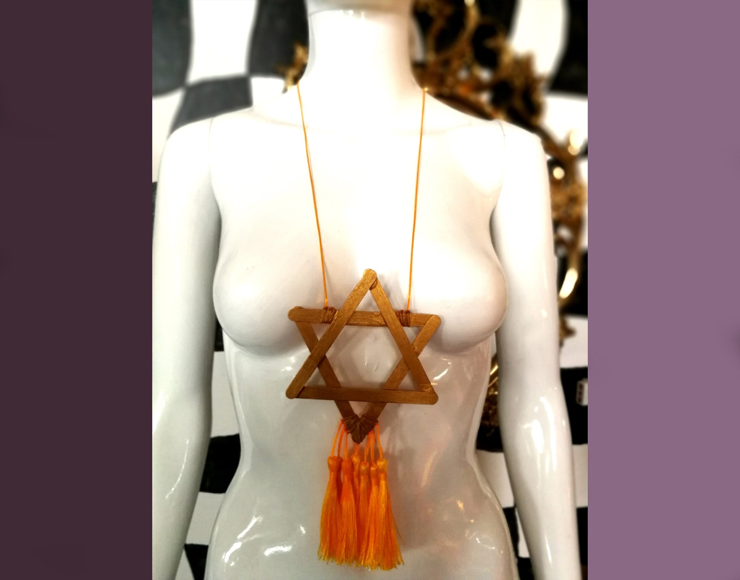 Star of David Necklace , Hebrew Israel Symbol, Magic Talisman Bar Mitzvah Bat Mitzvah, Big Magen David Jewish Pendant