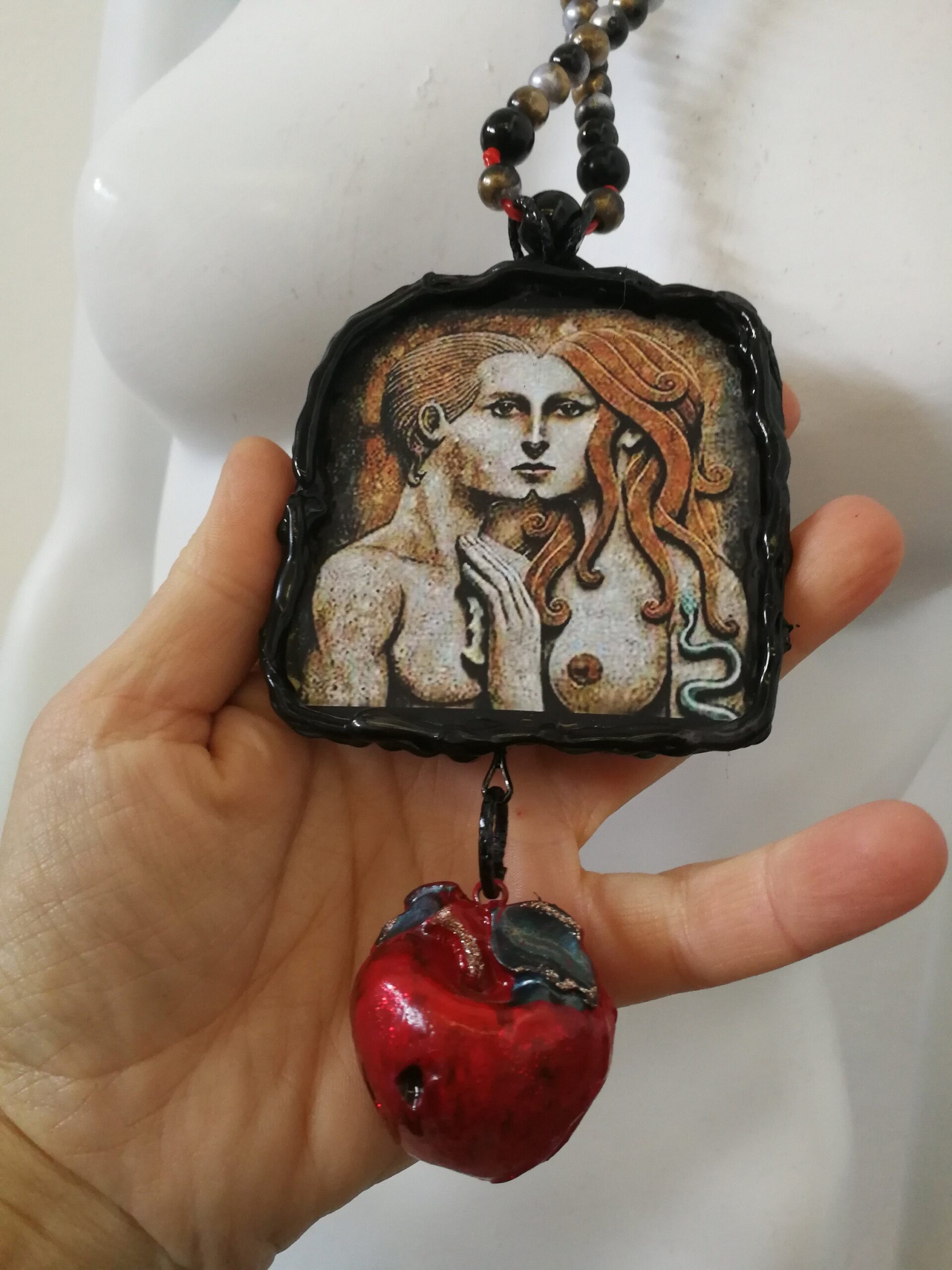 Adam and Eve Amulet, Eternity Love Talisman, Apple Magic Power Loveling Attraction Occult Pendant