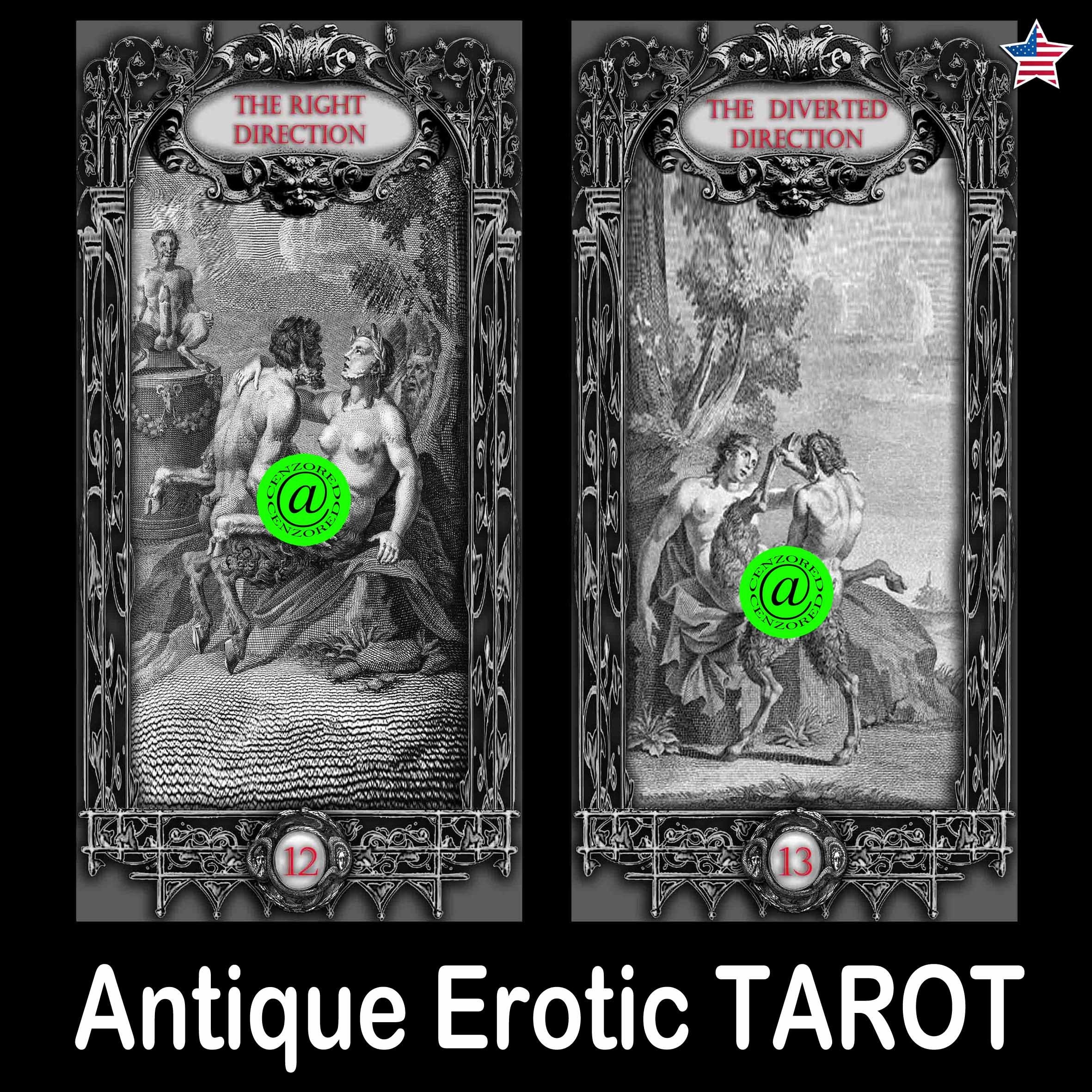 Tarot Cards Deck, Vintage Oracle Divinatory Cartomancy, Antique Love Kamasutra Sexy, Sibyl Fortune Telling