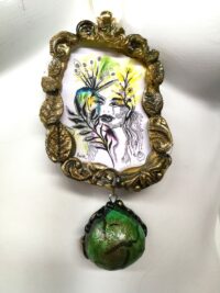 Hecate Goddess, Magic Talisman Witchcraft Symbol Pendant, Green Witch Wicca Pagan Amulet Leaf Flower