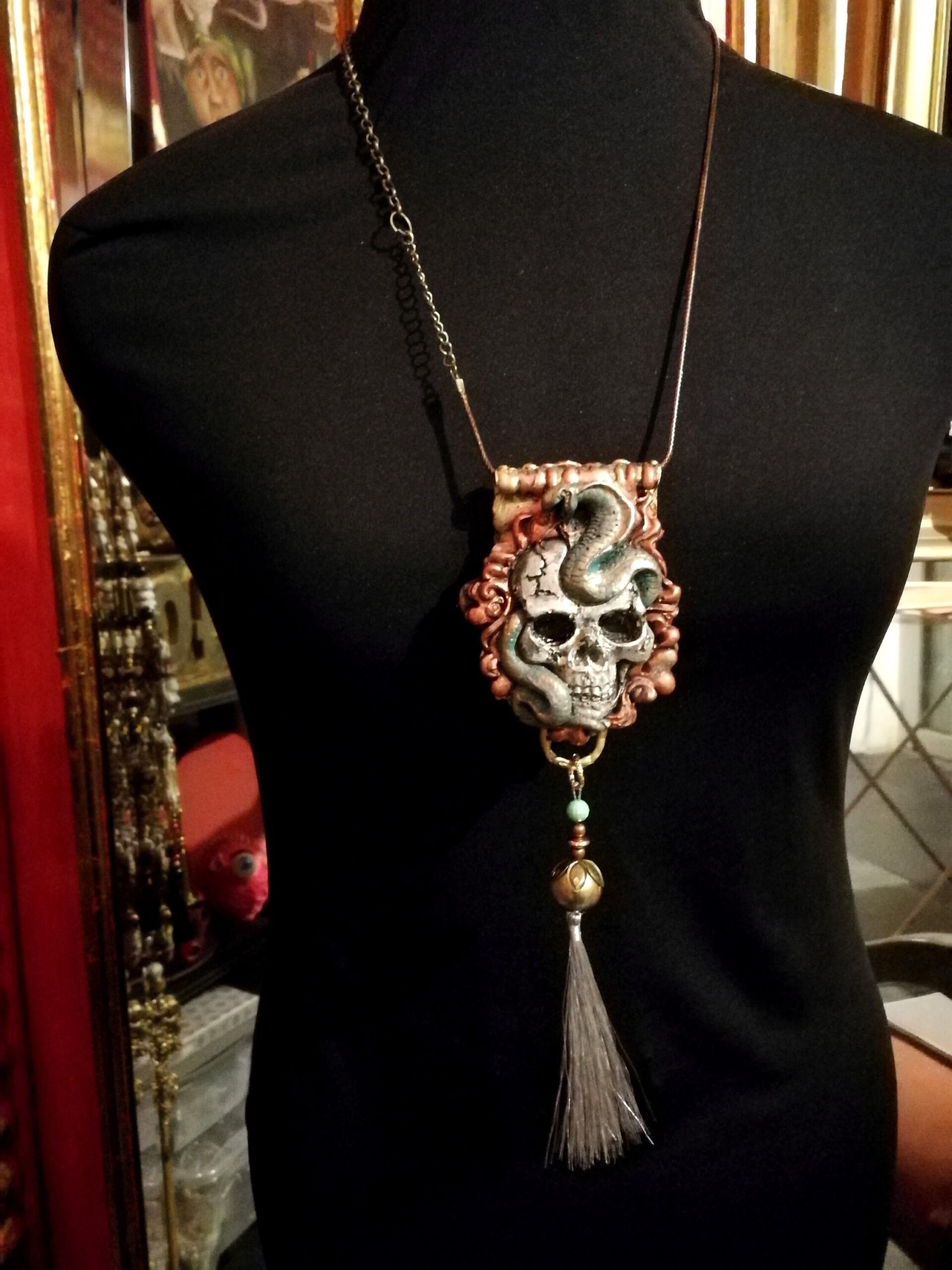 Life Forever, Skull Snake Talisman Garden of Eden, Imortality Magic Power Evil Eye, Punk Rock Gothic Amulet Pendant