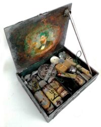 Apothecary Cabinet, Vintage Magic Witchcraft Box, Starter Kit Ritual, Potions Bottle, Incense Burner Set