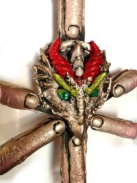 Satanic Necklace, Dragon Eye Five Fingers Antichrist Inverted Cross, Baphomet Upside Down Cross, Sigil of Lucifer Satan