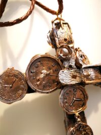 Saturn Cross Gothic Pendant, Clock Time Kronos Sacred Amulet, Metaphysical Spiritual Symbol Occult Jewelry