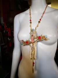 Guardian Angel Pendant, Cross Amulet Necklace, Magic Talisman Religious Symbol, Spiritual Esoteric Jewelry Cherubim