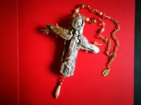 Alchemy Cross Pendant, Sun & Moon Amulet Necklace, Magic Talisman Religious Symbol, Esoteric Jewelry Madonna