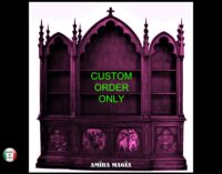 Apothecary Cabinet, Goth Assemblage Antique Gothic Furniture Custom Order, Witchcraft Altar Magic Wooden Library Shelves
