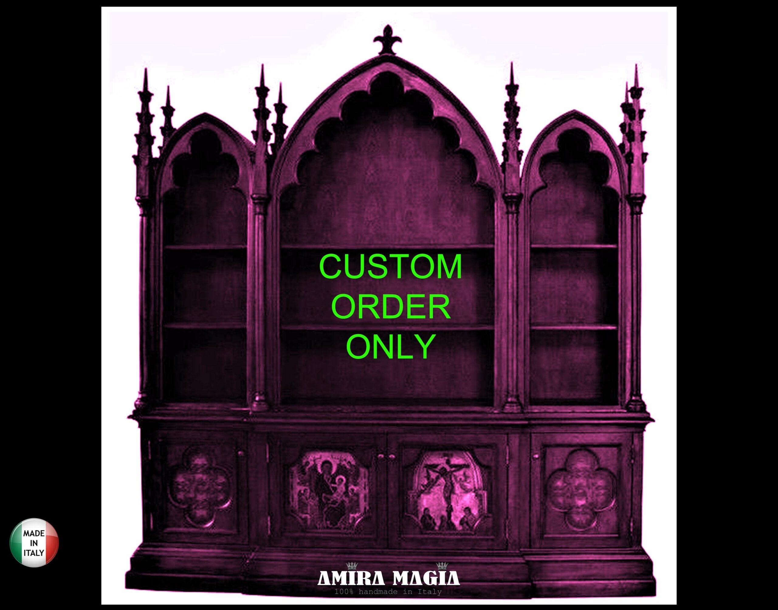 Apothecary Cabinet, Goth Assemblage Antique Gothic Furniture Custom Order, Witchcraft Altar Magic Wooden Library Shelves
