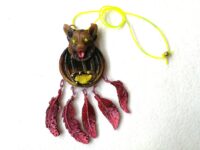 Dream Catcher Necklace Talisman, Evil Eye Protection Brown Bear Pendant, Spirit Guide Native American Amulet Shaman Drum