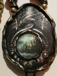 Dragon Amulet, Spirit Vessel Castle Occult Jewelry Magic Talisman Pendant, Draconian Evil Eye Protection