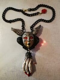 Black Angel, Satanic Talisman Satan Symbol, Demon Devil Pendant, Baphomet Necklace Archon, Magic Ritual Amulet