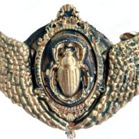 Gold Scarab Beetle, Blue Angel Egyptian Goddess Pendant, Pharaon Amulet Jewelry, Egyptian Royal Crown
