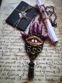 Witchy Jewelry, Dark Angel Amulet, Baphomet Hand Help Satanic Talisman, Satan Demon Devil Pendant