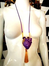 Saint Germain, Purple Heart Pendant Flame Immortality, Occult Witch Jewelry, Gothic Amulet Magick Talisman