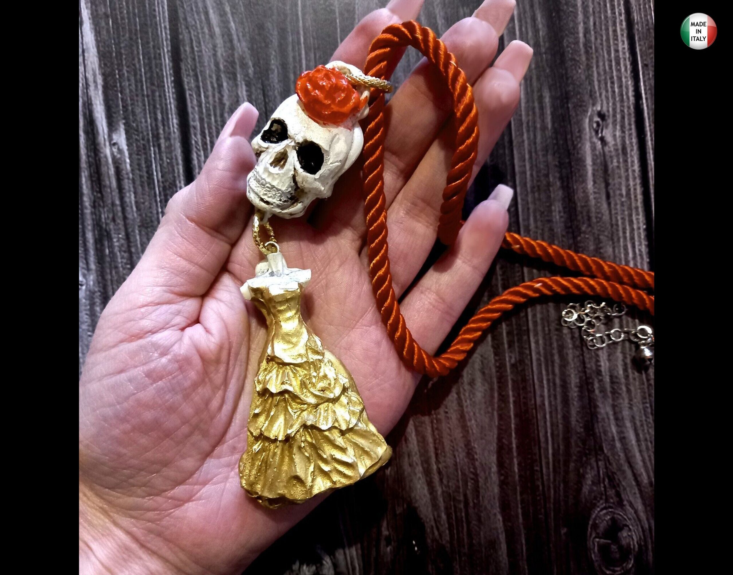 La Santa Muerte Pendant, Macabre Voodoo Magic Talisman, Lucky Amulet Gothic Skull Witch Jewelry