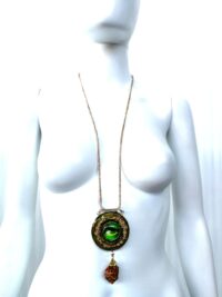 Green Dragon Amulet, Devil Eye Fantasy Evil Protective Talisman Pendant Stone, Viking Magick Jewelry