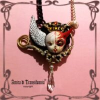 Angel and Demon, Art Deco Necklace, Art Nouveau Pendant, Victorian Gothic Amulet, Life and Death, Goth Jewel Talisman