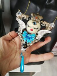 Guardian Angel, Cherubim Pendant Royal Crown Angel Wings, Jewel Magic Talisman Archangel Charm, Seraphim Cherub Amulet