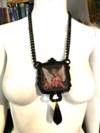 Egyptian God, Glyph Sphinx Magic Pentacle, Hieroglyphs Symbols Amulet, Ancient Egypt Pendant Obsidian Stone
