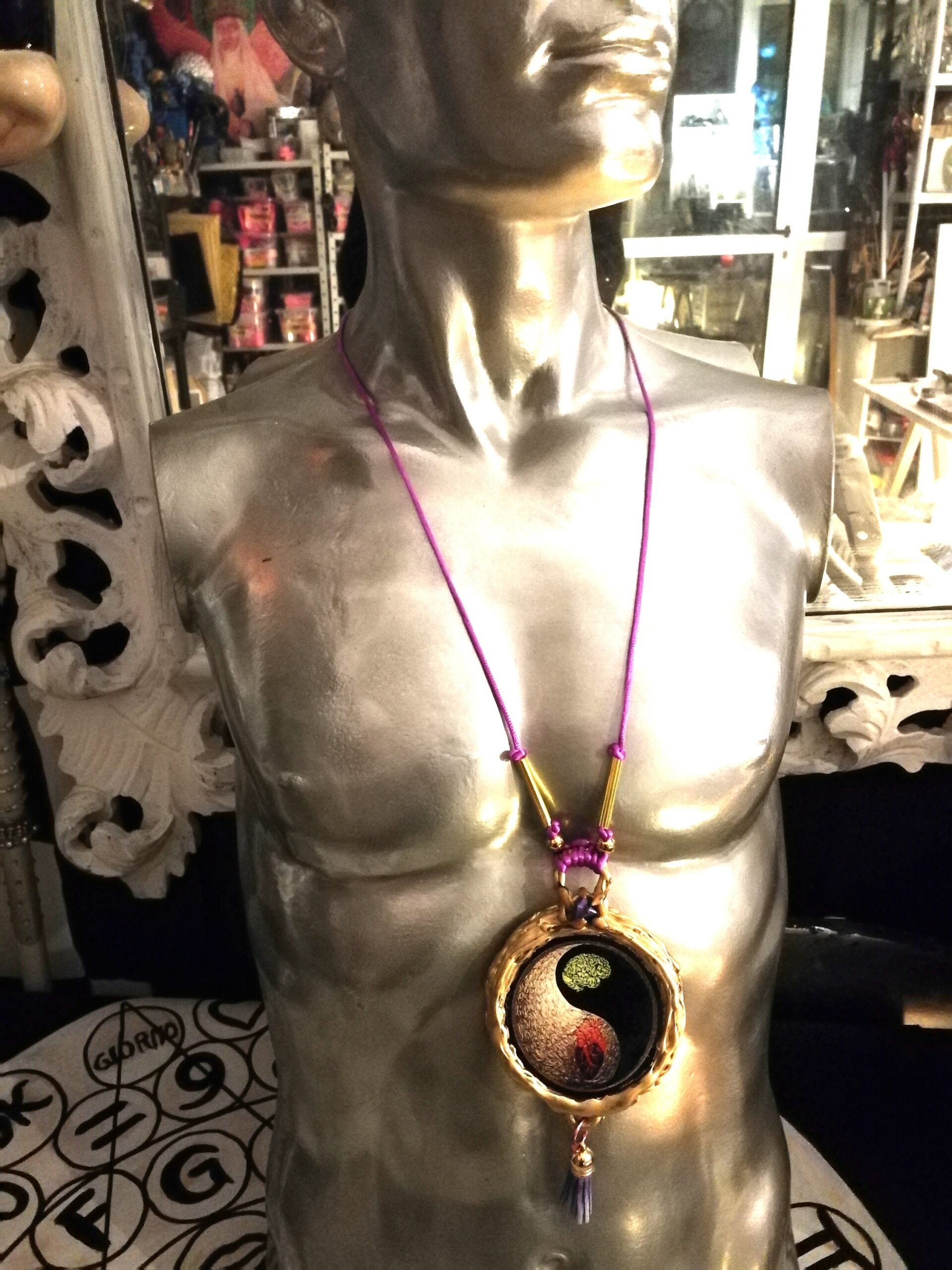 Yin & Yang Buddhist Tibetan Protective Magic Talisman, Ethnic Jewelry Prayer Amulet, Buddha Yoga Symbol