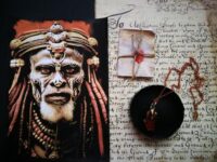 Shaman Drums Amulet, Uncut Gemstone Pendant Enchanted Necklace, Magic Portal Raw Stone Occult Jewelry