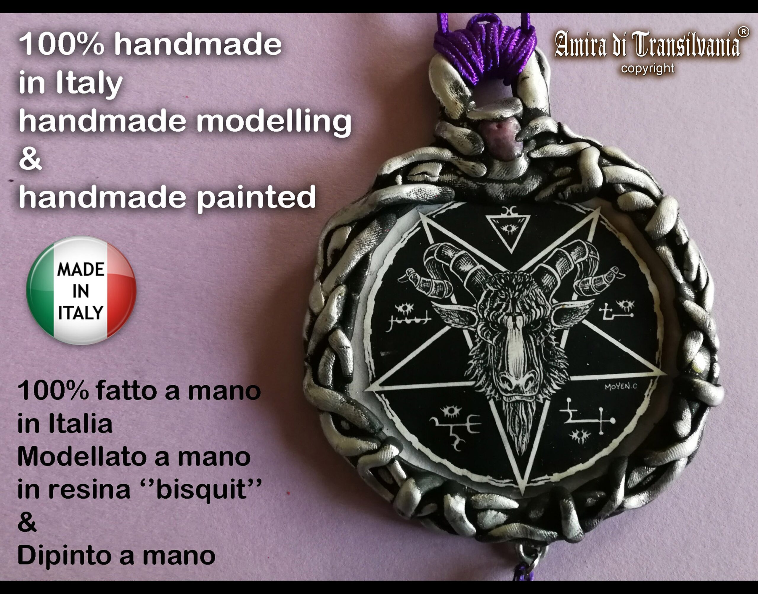 Baphomet Pendant, Magic Talisman Goth Jewel, Satanic Symbol Lucifer Sigil, Inverted Pentagram Star Demon