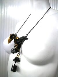 Crow Skull, Viking Talisman Raven, Moon Necklace Jewelry, Gothic Witch Familiar Amulet Urn Pendant