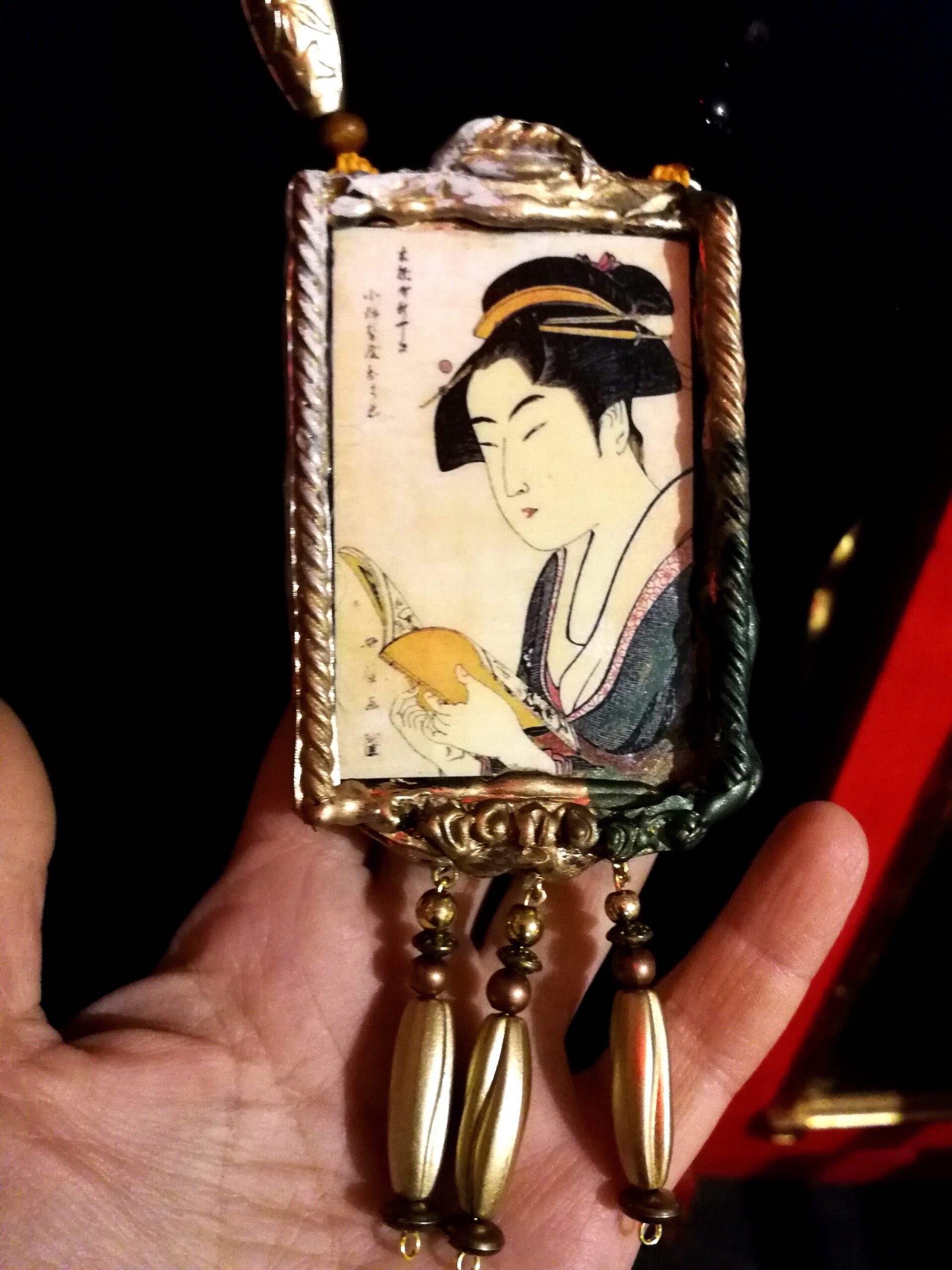 Japanese Omamori Charm, Lovers Talisman Samurai Amulet, Asian Folkloric Jewelry, Magic Pendant Good Luck